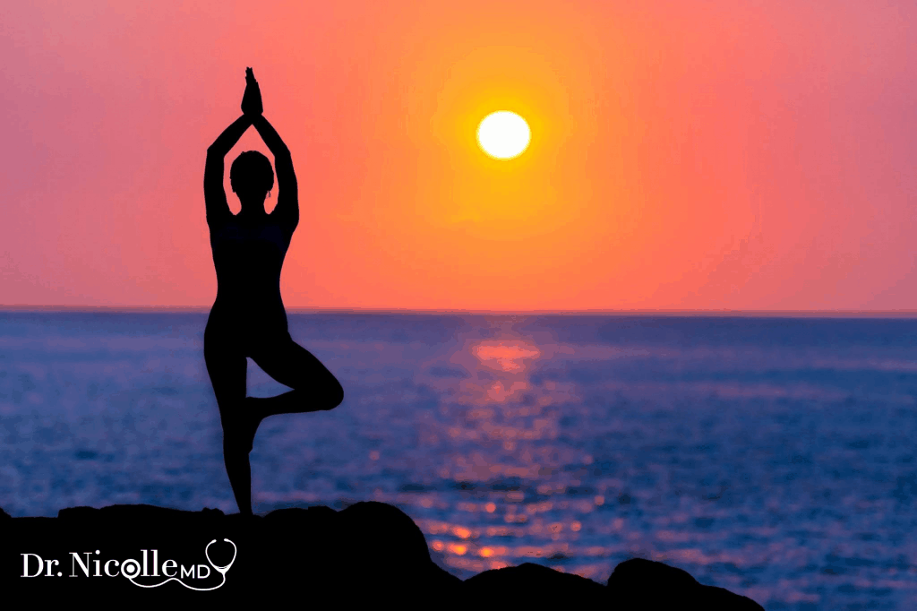 Yoga pose under the sunset