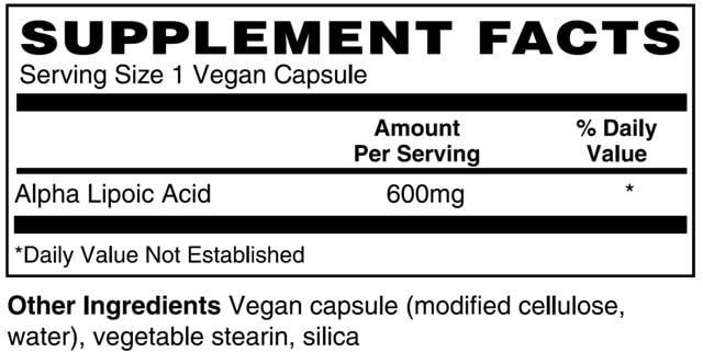 Supplement facts forAlpha Lipoic Acid (Clinical Strength)