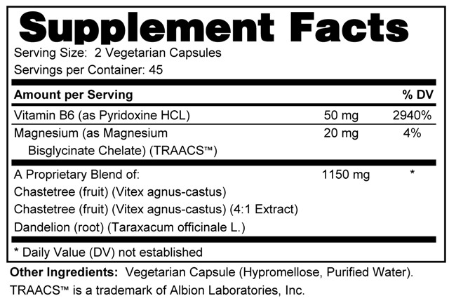 Supplement facts forHormone Support (Female)