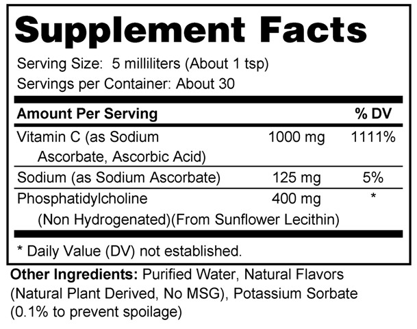 Supplement facts forLiposomal Vitamin C