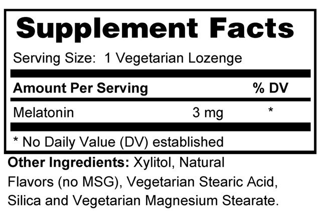 Supplement facts forMelatonin 3mg 90s (Lozenges)