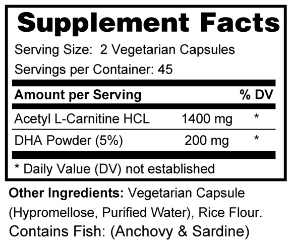 Supplement facts forMind Boost 90s