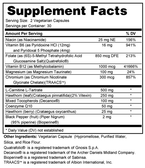 Supplement facts forHeart Support 60s