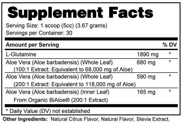 Supplement facts forGlutaMax Powder