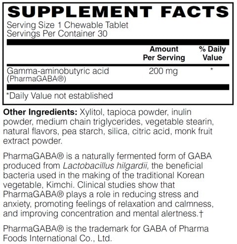 Supplement facts forGABA Chews