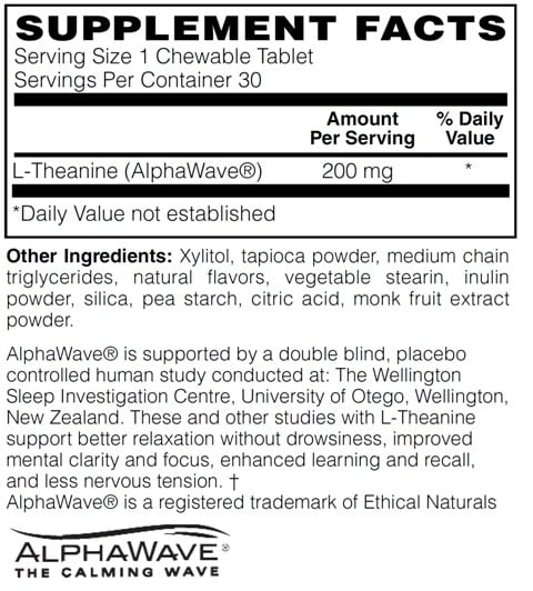 Supplement facts forTheanine Chews