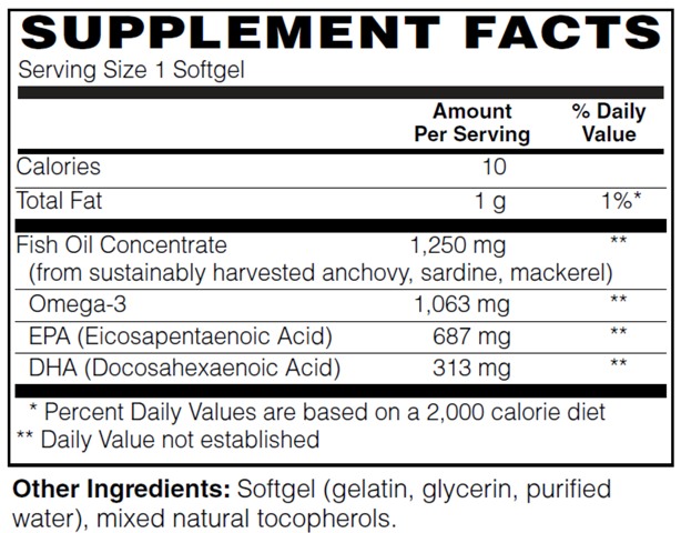 Supplement facts forOmega Ultra TG