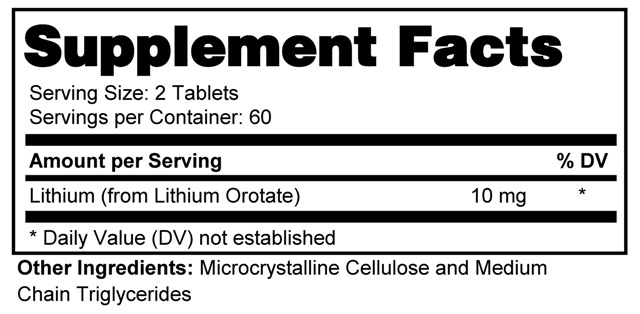 Supplement facts forLithium Orotate