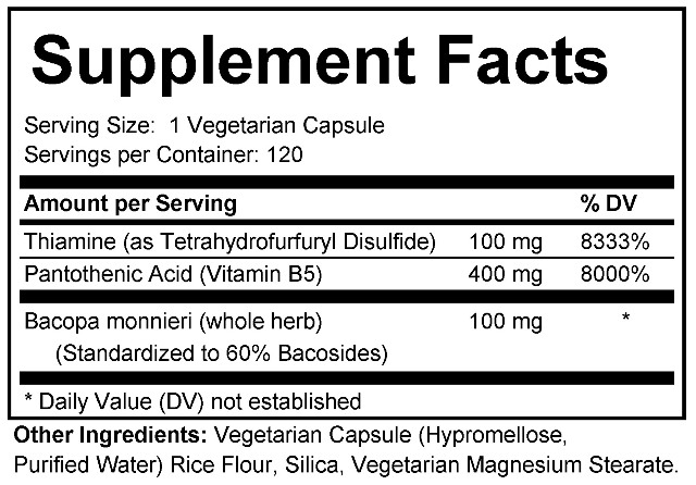 Supplement facts forMotility Support